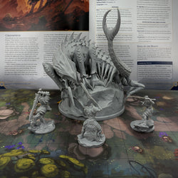 How to Run the Stormlight RPG blog, with a chasmfiend in combat with three armored shardbearers.